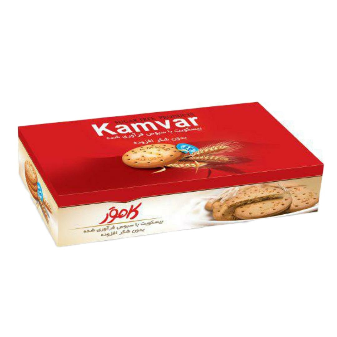 بیسکویت رژیمی با سبوس فرآوری شده بدون قند کامور - 1000 گرم