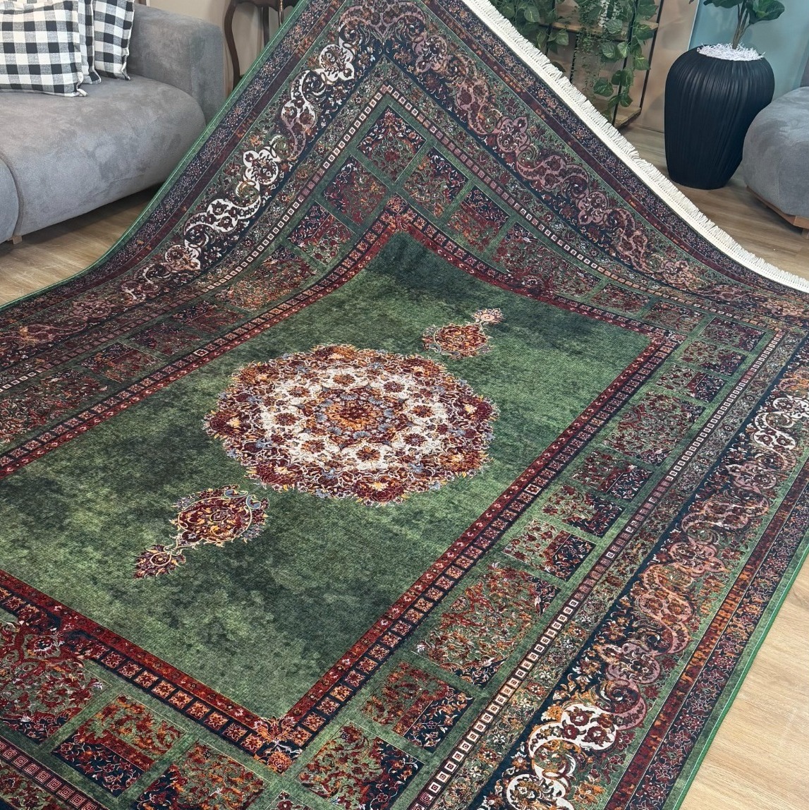 فرشینه مخمل ترک ضد لغزش بدون پرز L553 (قابل سفارش در ابعاد دلخواه)جدید