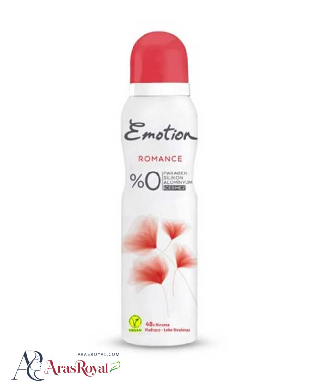 اسپری دئودورانت زنانه ایموشن آبی Emotion مدل Romance حجم 150 میل