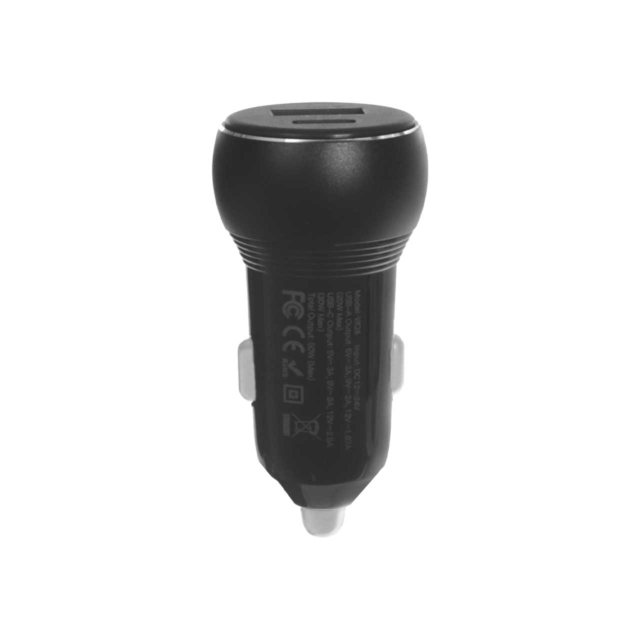 شارژر فندکی PD و فست دو پورت VIPLATINA مدل VK26L 50W به همراه کابل شارژ Type-C To Lightning - مشکیجدید