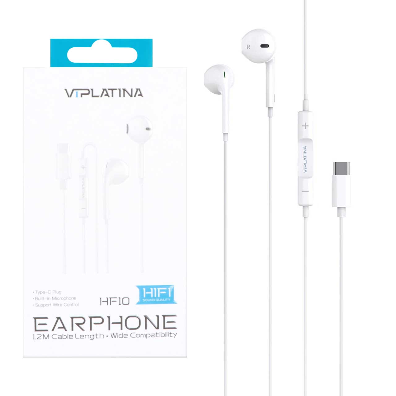 هندزفری باسیم VIPLATINA Type-C مدل HF10 - سفیدجدید