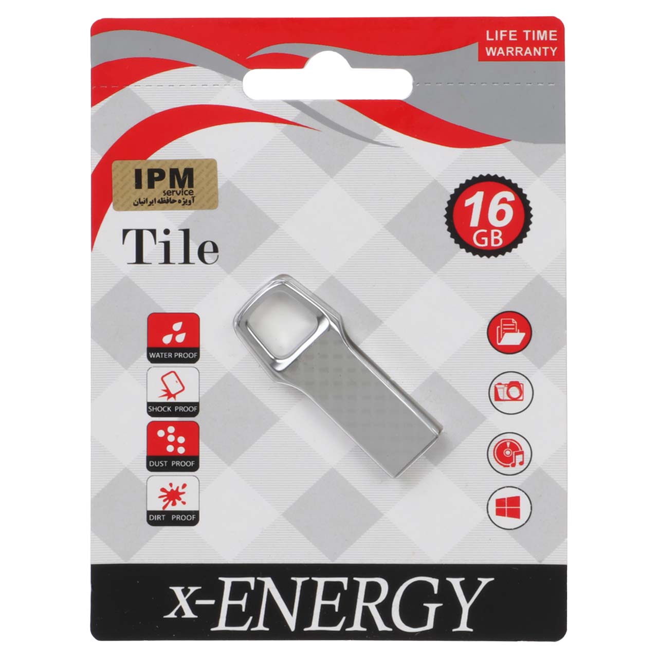 X-ENERGY Tile USB2.0 Flash Memory - 16GB نقره ای (گارانتی مادام العمر IPM)جدید