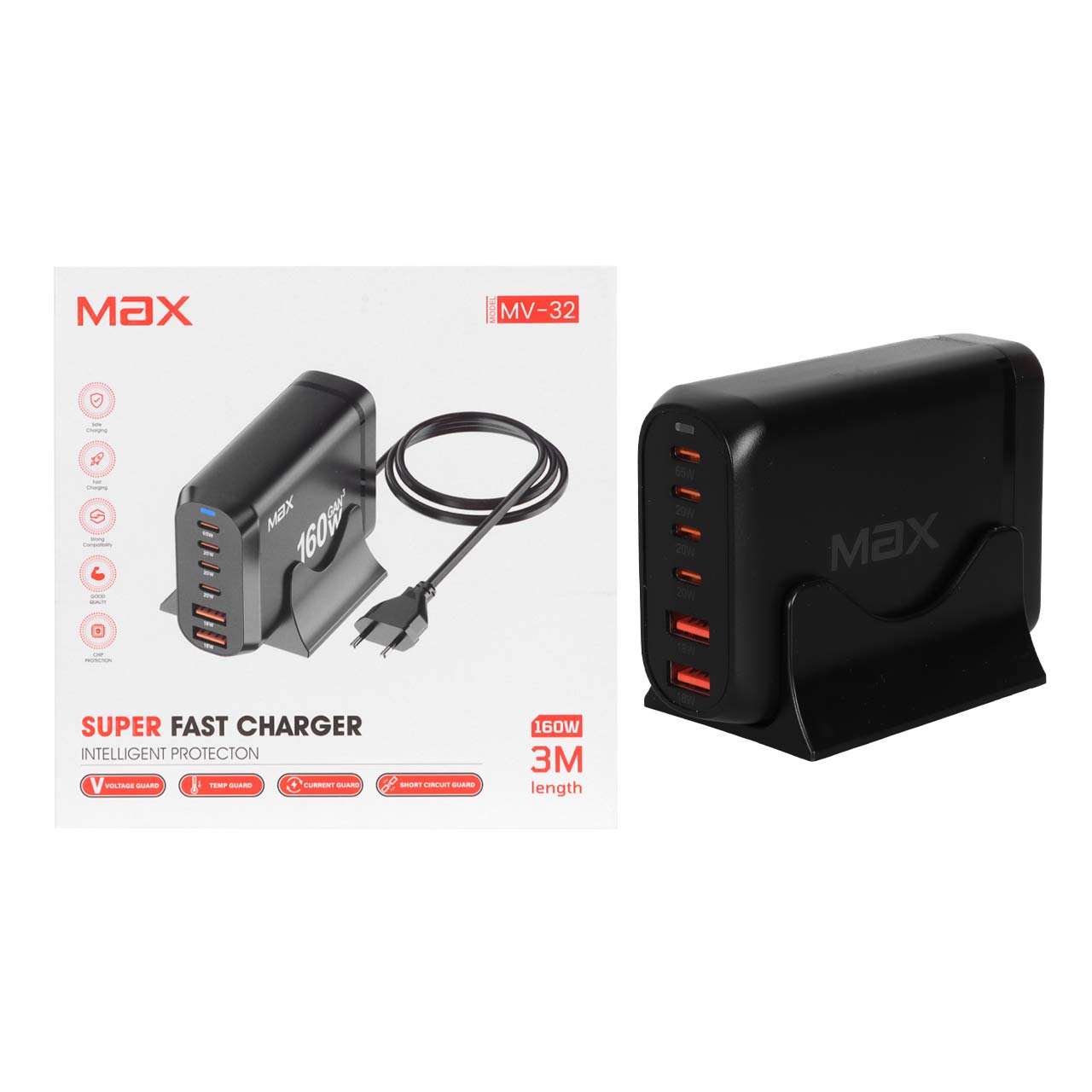 شارژر رومیزی Max مدل MV-32 160W - مشکیجدید