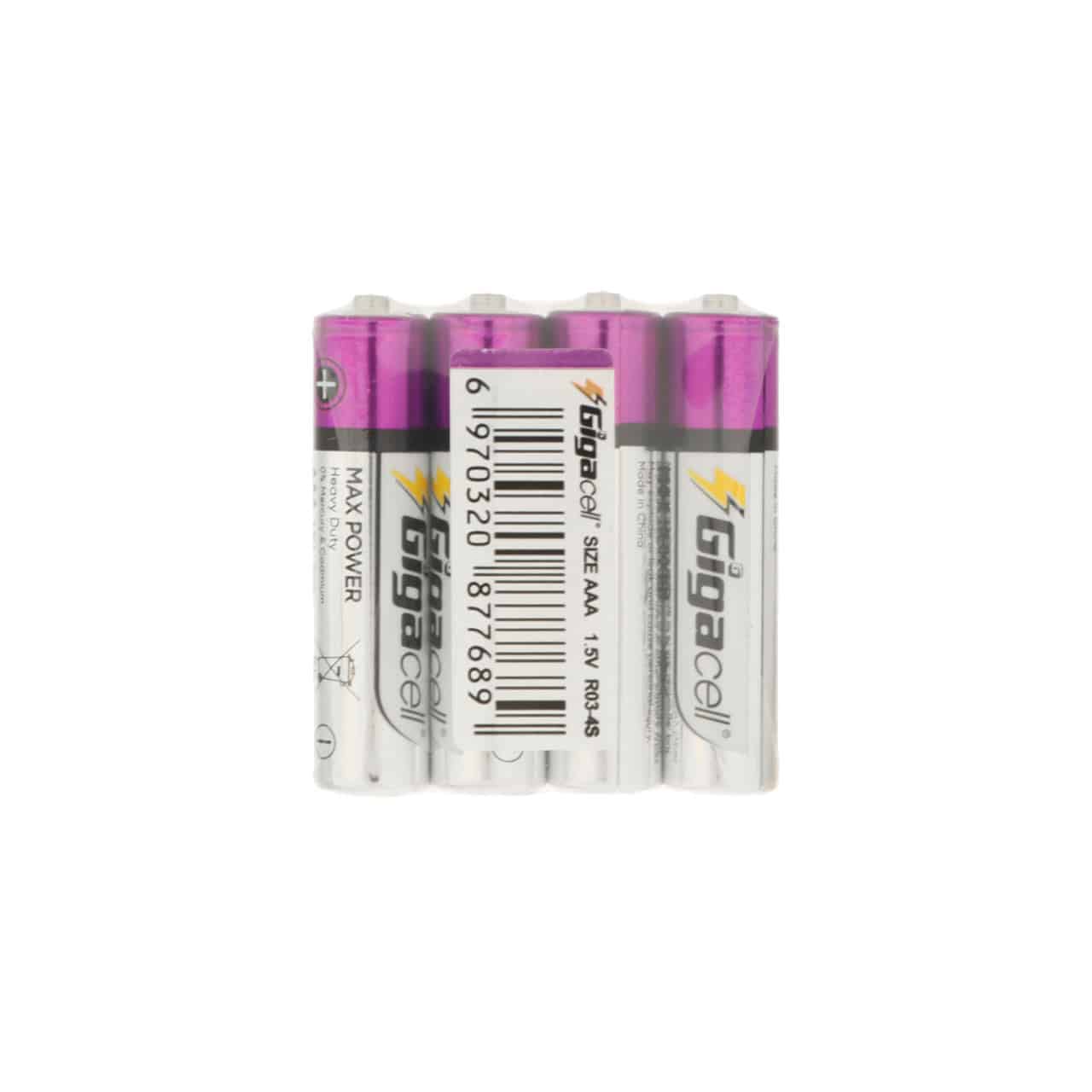 باتری نیم قلمی GigaCell-AAA مدل Max Power Heavy Duty شرینگ بسته 4 عددیجدید