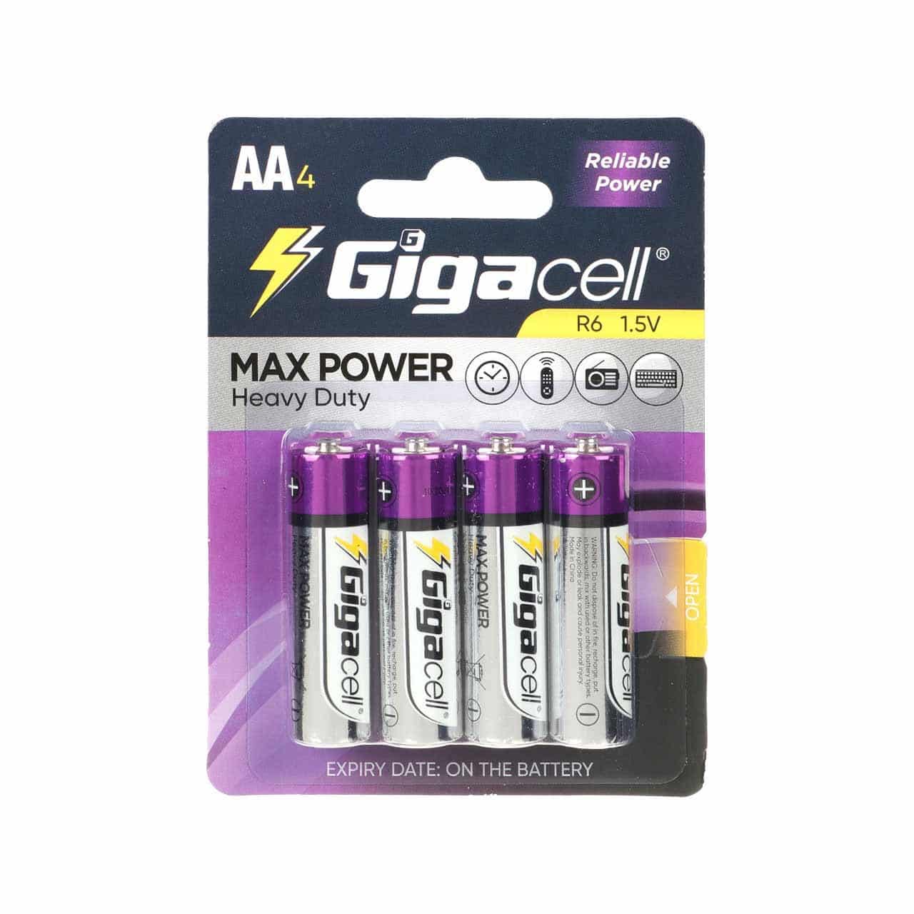باتری قلمی GigaCell-AA مدل MAX POWER Heavy Duty R6 - بسته 4 عددیجدید