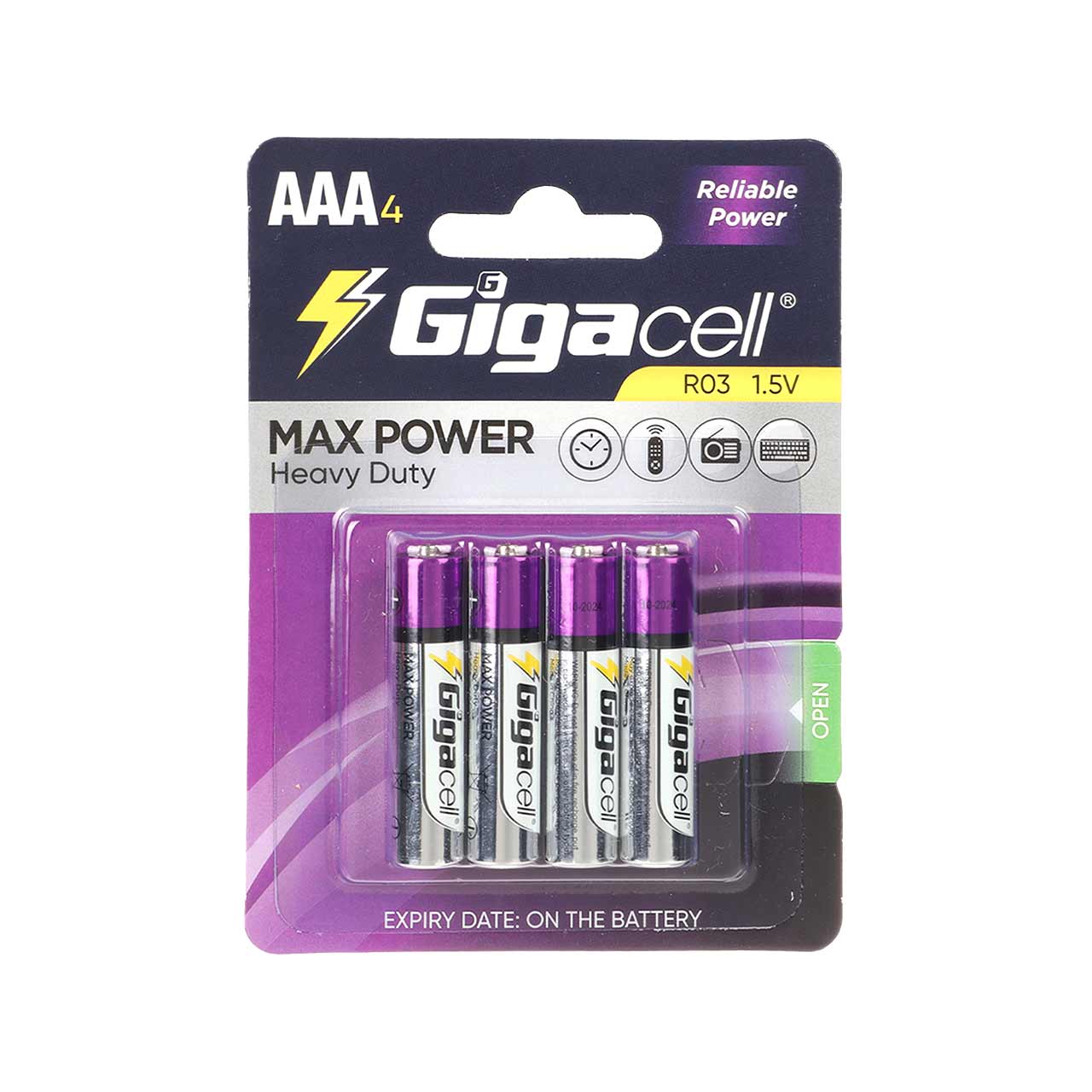 باتری نیم قلمی GigaCell-AAA مدل MAX POWER Heavy Duty R03 - بسته 4 عددیجدید
