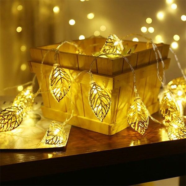 ریسه تزیینی LED طرح برگ طلایی باتری خور
