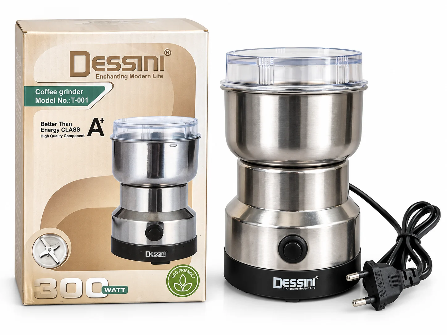 مینی آسیاب دسینی مدل T-001 | آسیاب قهوه 300 وات استیل