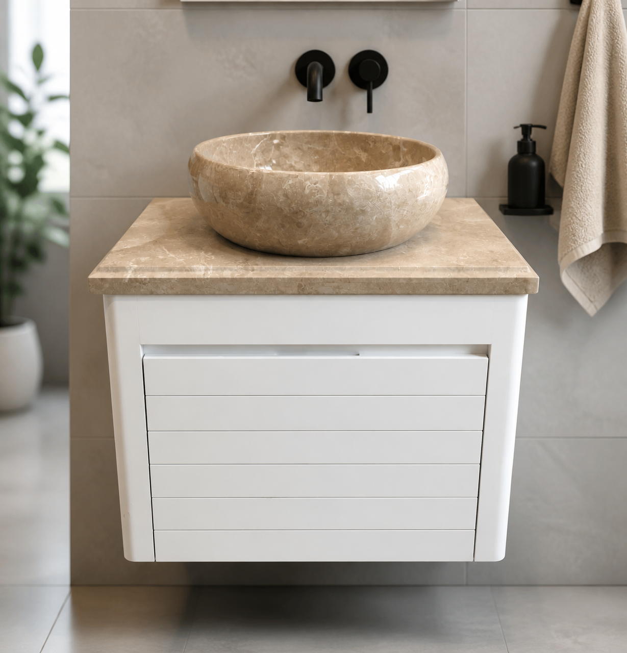 کابینت روشویی با سنگ طبیعی