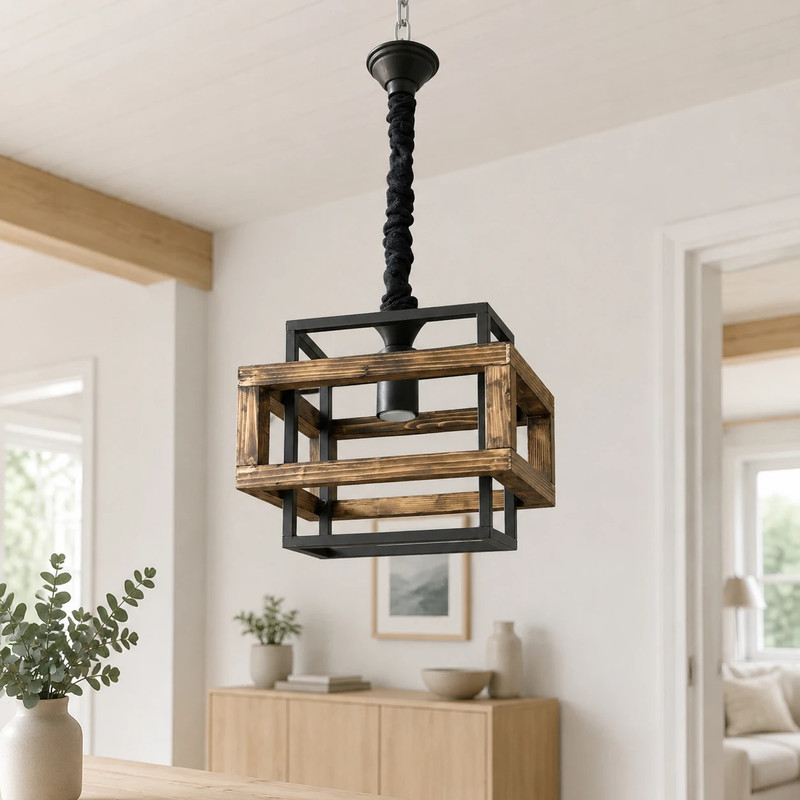 لوستر 1 شعله شاهان تک مدل wood.18جدید