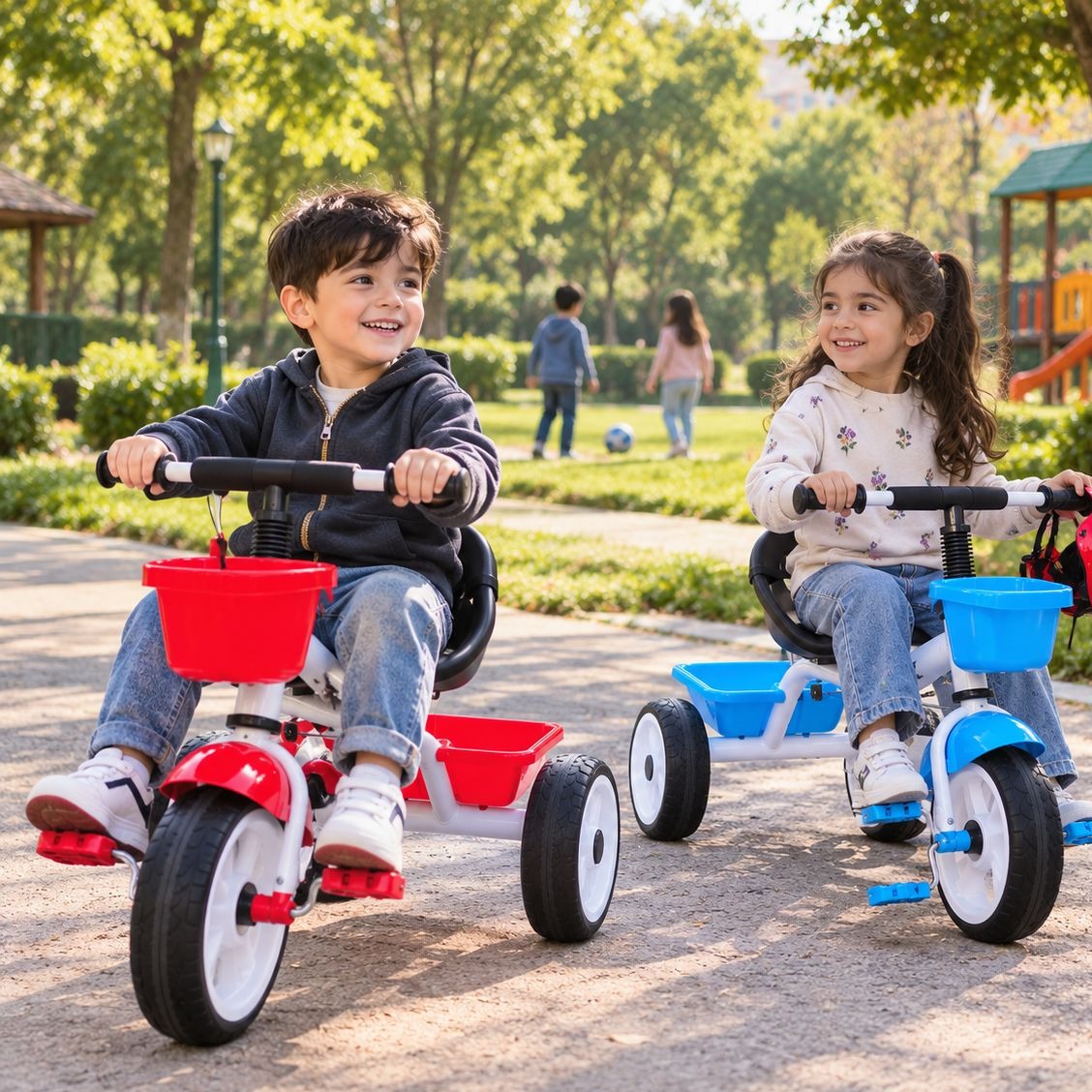 سه چرخه کودک هارلی بیبی لند با کمربند ایمنی و دسته هدایت والدین سبد دار و رکاب دارجدید
