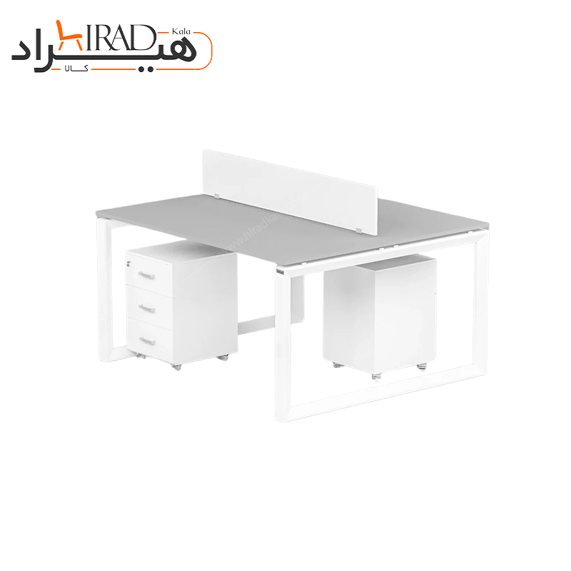 میز کار گروهی دو نفره اداری با پارتیشن و فایل چرخدار هیراد مدل W101
