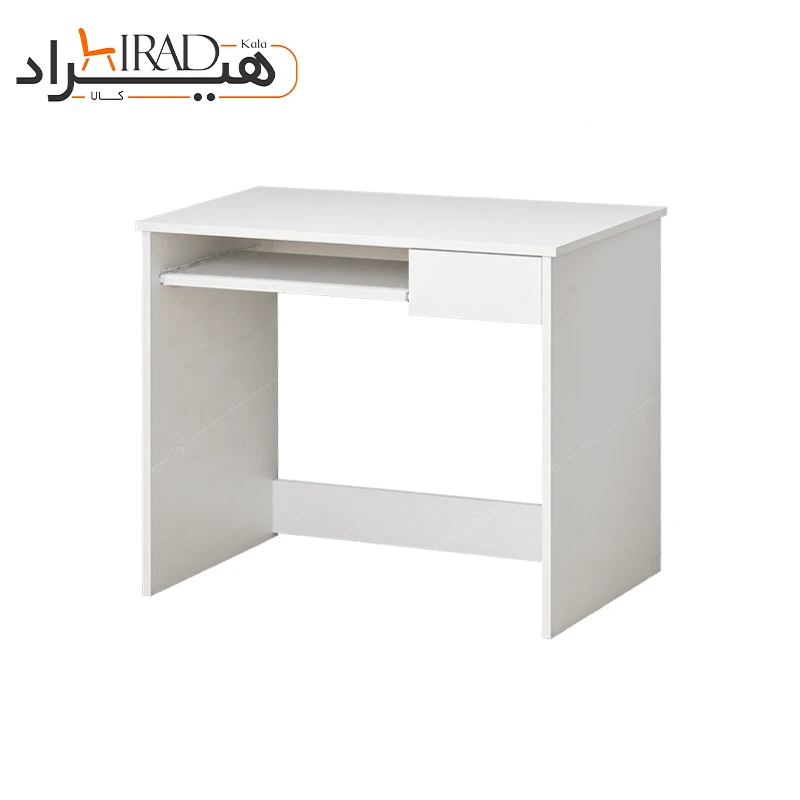 میز کامپیوتر سفید کشوی کیبورد کشودار هیراد مدل R142