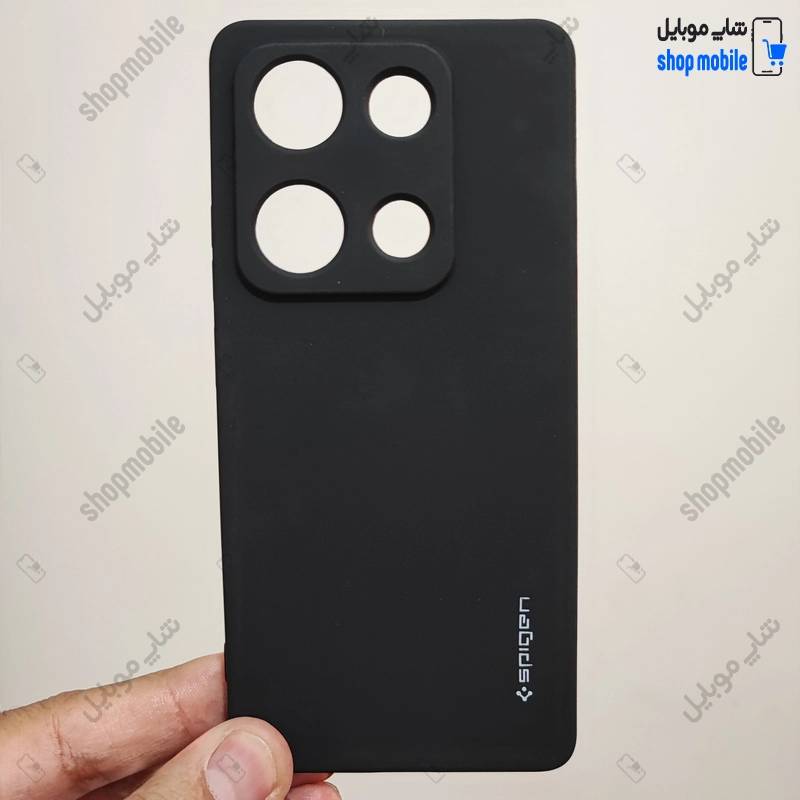 قاب گوشی شیائومی ردمی نوت 14S / نوت 13 پرو 4G / پوکو M6 پرو 4G (کاور سیلیکونی Spigen داخل موکتی رنگ مشکی)