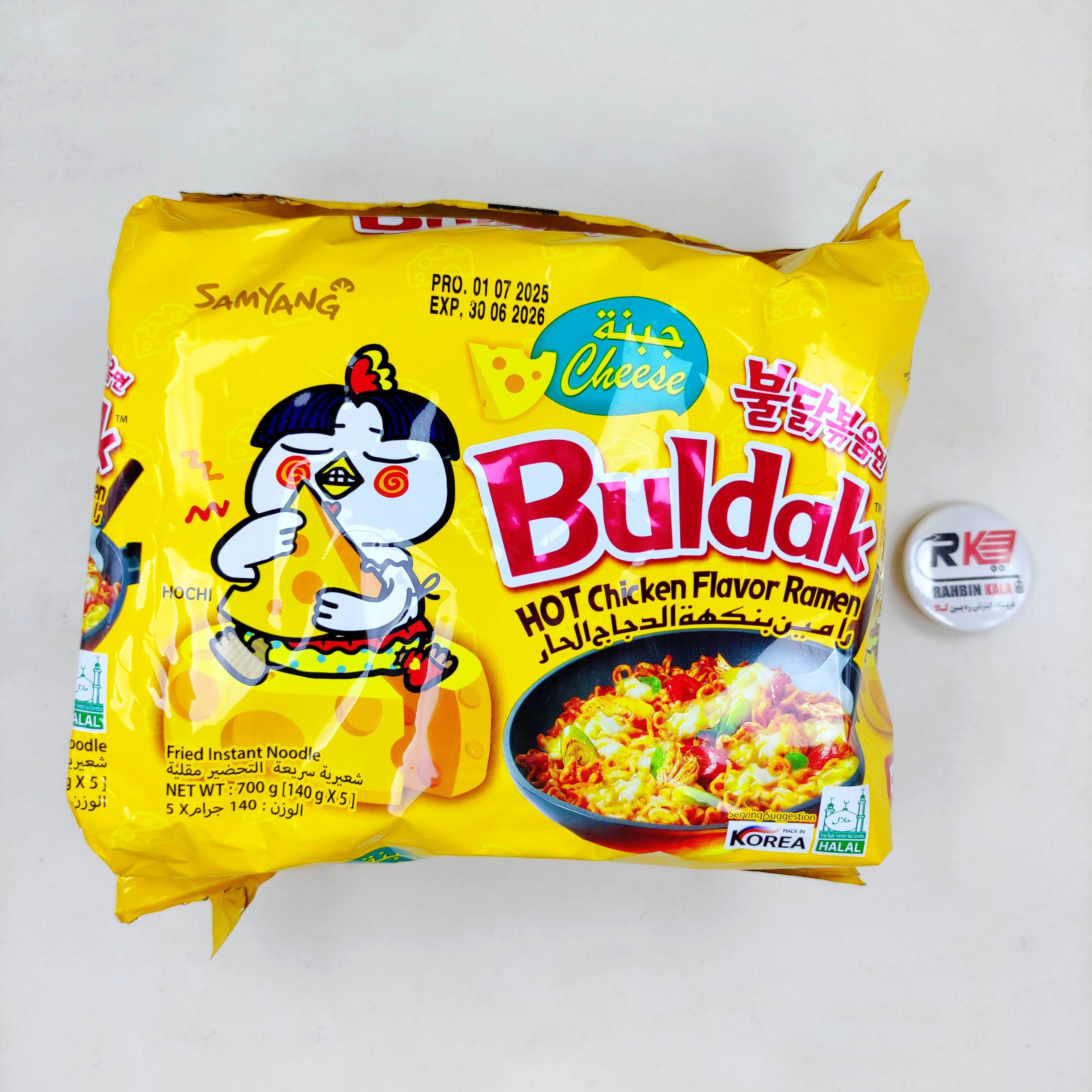 نودل فوری سامیانگ طعم مرغ تند و پنیر بسته 5 عددی SAMYANG مدل Hot Chicken Flavor Ramen