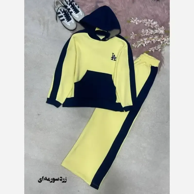 ست هودی شلوار دورس توکرکی ضخیم طرح LA سایز فری 38 تا 46جدید