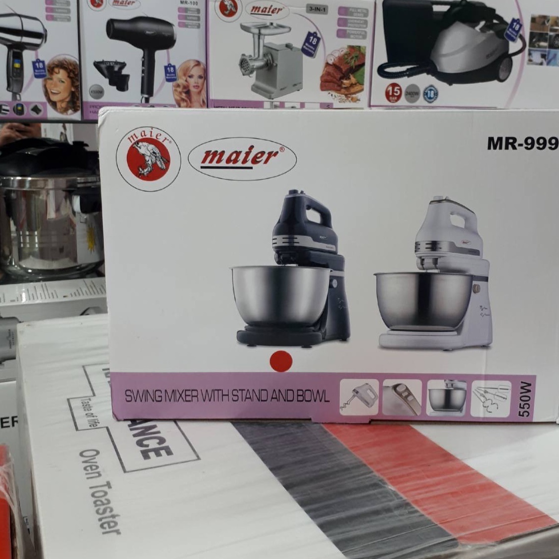 همزن کاسه دار برقی مایر اصل آلمان با کاسه استیل چرخشی و توان 550 وات مدل MR-999جدید