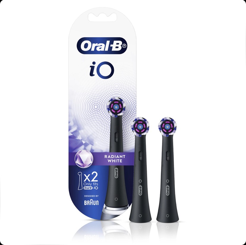 سری یدک مسواک برقی اورال بی Oral-B iO Radiant Whiteکمک به حذف لکه های سطحی دندان رنگ مشکی بسته 2 عددیجدید