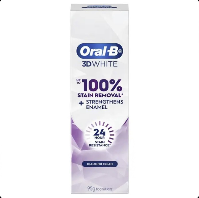 خمیردندان سفیدکننده و تقویت کننده مینای دندان اورال بی Oral-B 3D White Diamond Clean حجم 95 گرم