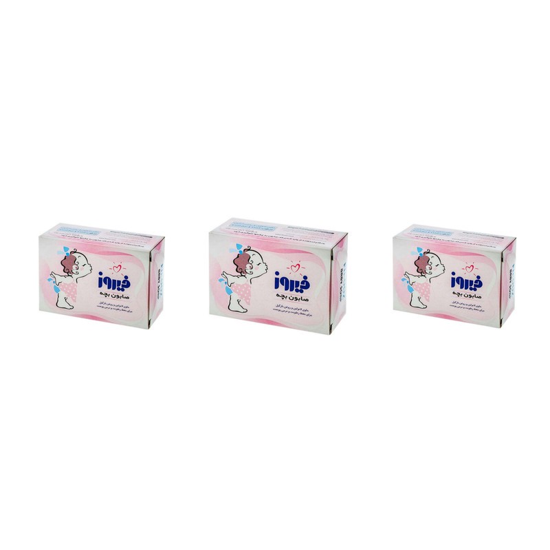صابون بچه فیروز مدل روغن نارگیل وزن 100 گرم مجموعه 3 عددی