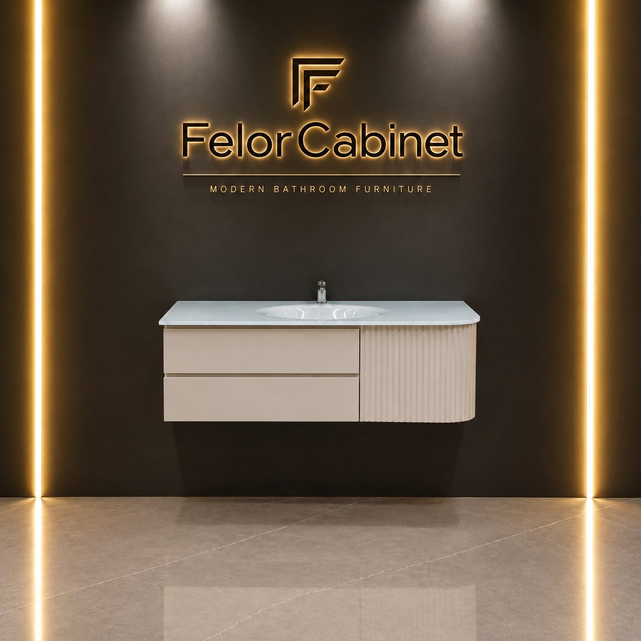 کابینت روشویی مدرن مدل 1042 با صفحه شیشه ای و طراحی دوگانه