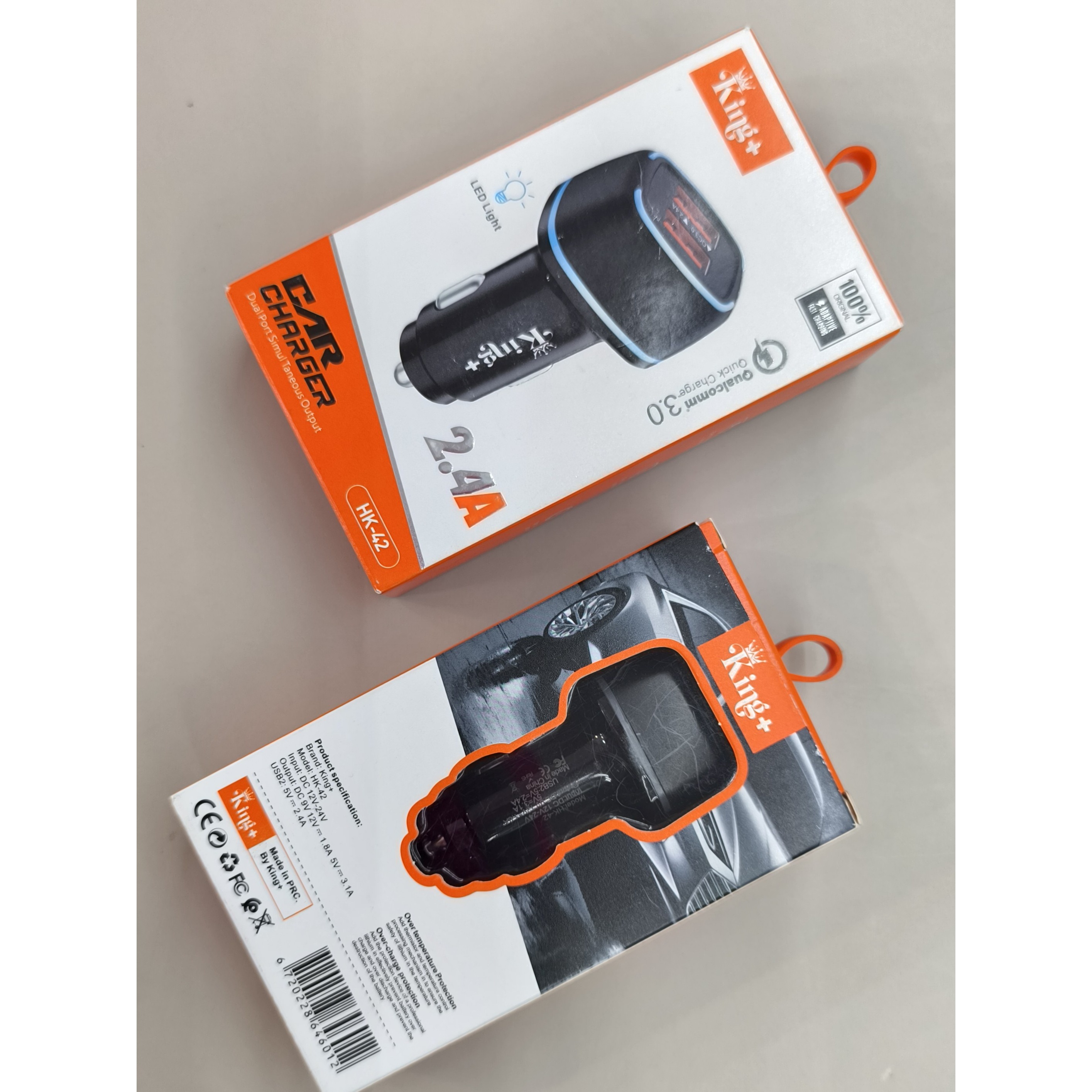 شارژر فندکی خودرو King مدل HK-42 دو پورت با قابلیت شارژ سریع QC 3.0