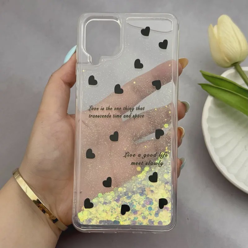 قاب گوشی Galaxy A12 - M12 سامسونگ اکلیلی شفاف لاکچری محافظ لنزدار طرح قلب کد E28-160831