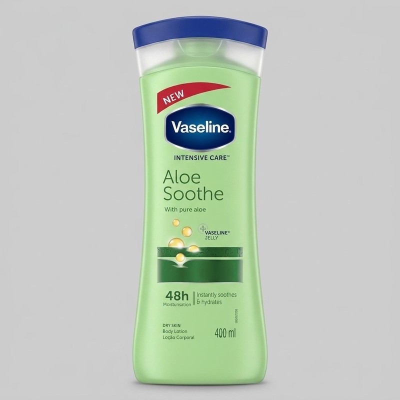 لوسیون بدن وازلین مدل Aloe Soothe حجم 400 میلی لیتر، آبرسان قوی، حاوی عصاره آلوئه ورا و ویتامین E، فاقد چربی، جذب سری...