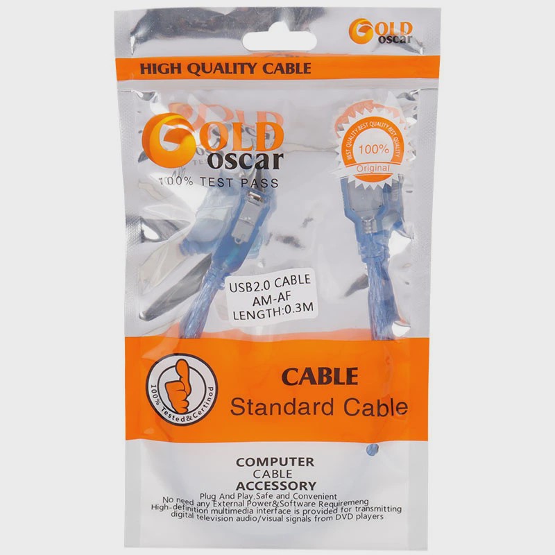 کابل کوتاه افزایش طول USB گلد اسکار Gold Oscar طول 30 سانتی متر شیلد دارجدید