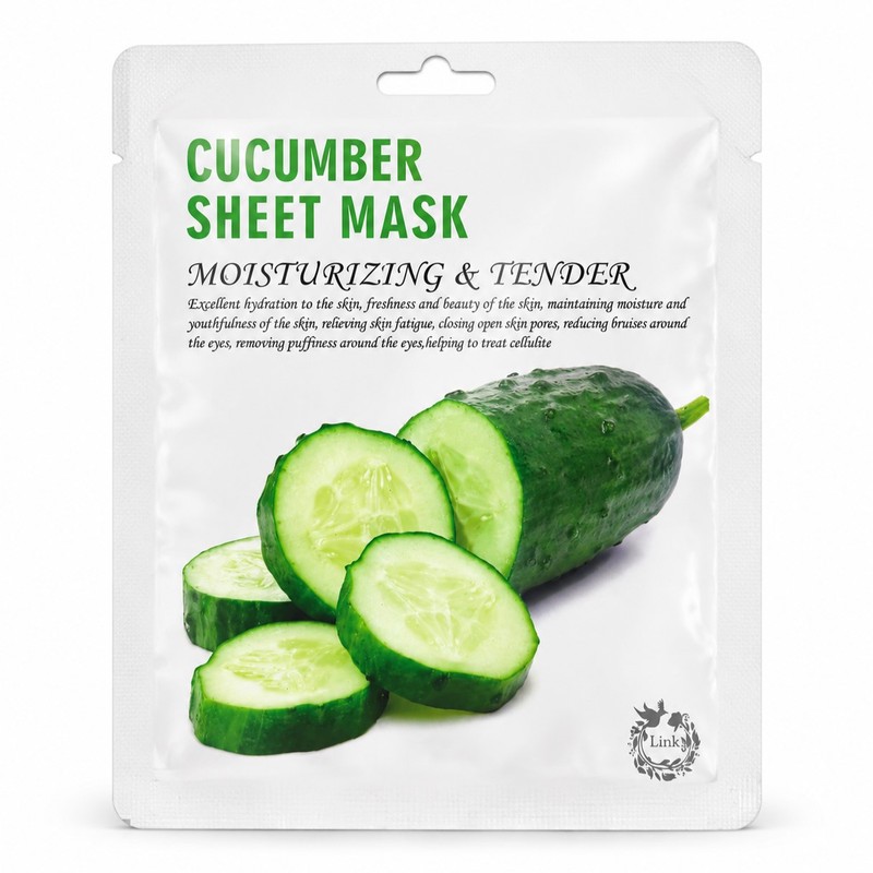 ماسک صورت ورقه ای لینک مدل Cucumber با رایحه خیار، مناسب برای انواع پوست، وزن 25 گرم، کوچک کننده منافذ باز پوست و آرا...