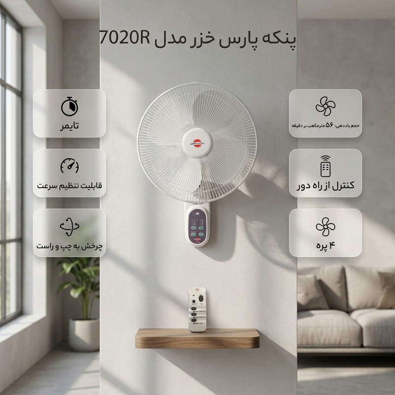 پنکه پارس خزر مدل 7020R (پس کرایه) جدید