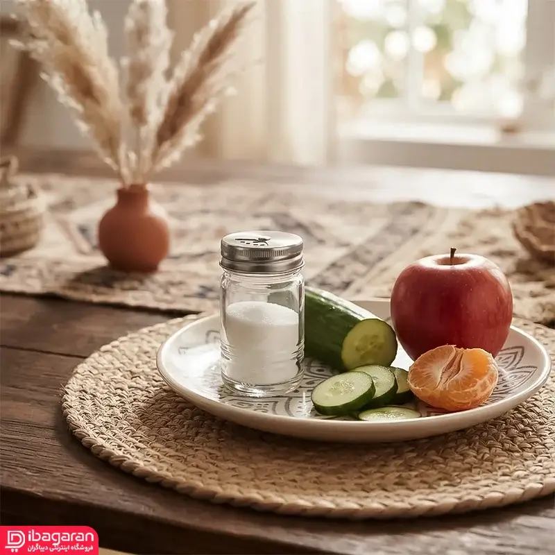 نمک پاش شیشه ای درب چرخشی مدل سه خط
