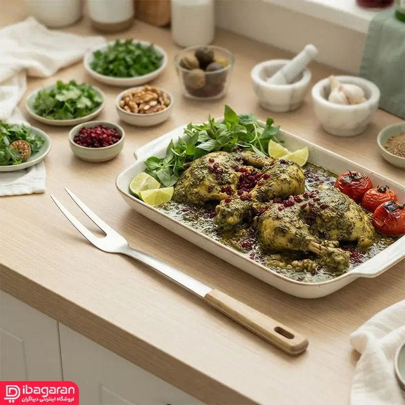چنگال مرغ دسته چوبی ریما مدل 13293
