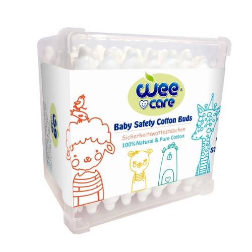 گوش پاک کن کودک مدل 100% پنبه محافظ دار Pure Cotton جعبه 60 عددی وی کر