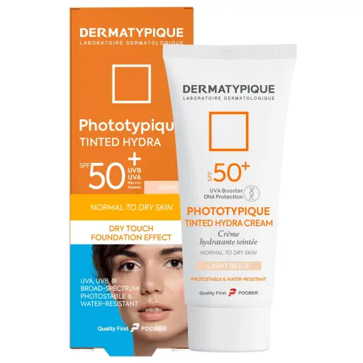 ضد آفتاب 50 میل رنگی پوست خشک spf50 بژ روشن درماتیپیک