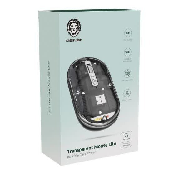 ماوس بیسیم گرین لاین مدل Transparent Mouse Lite با طراحی شفاف