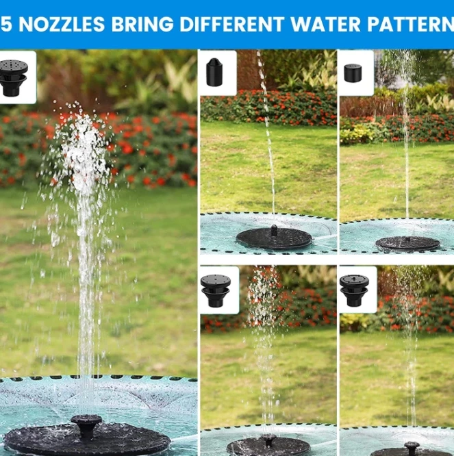 فواره خورشیدی آبنما مدل GY-8039-1 پنل خورشیدی و باتری داخلی، مناسب حوض، حیاط و تراس