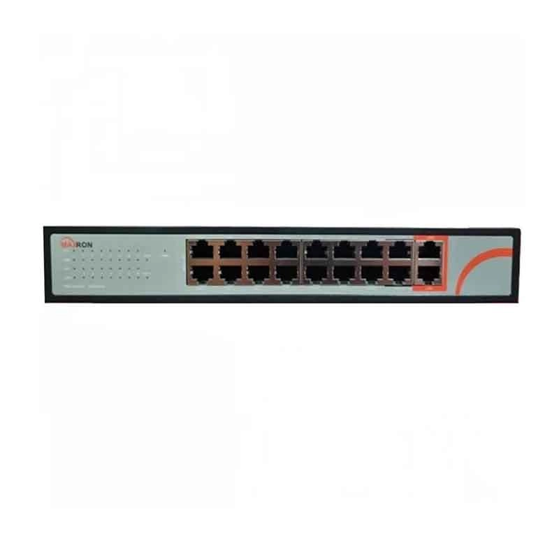 سوئیچ شبکه مکسرون مدل MSW-3016FP-2GL-250I ظرفیت 16 پورت POE