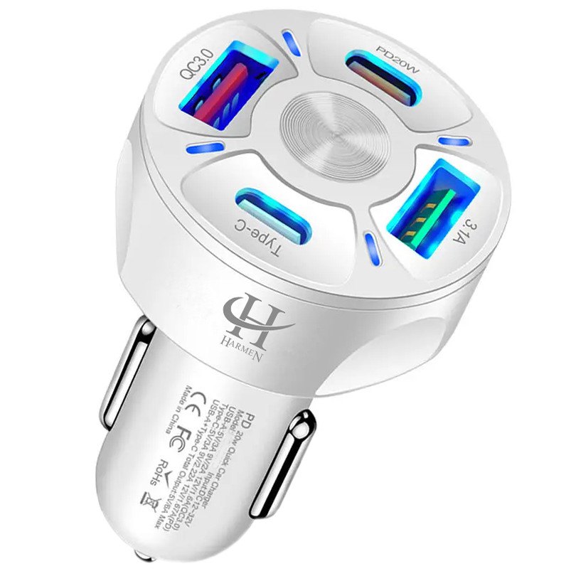 شارژر فندکی 20 وات هارمن مدل CX-2U+2PD QC3FASTجدید