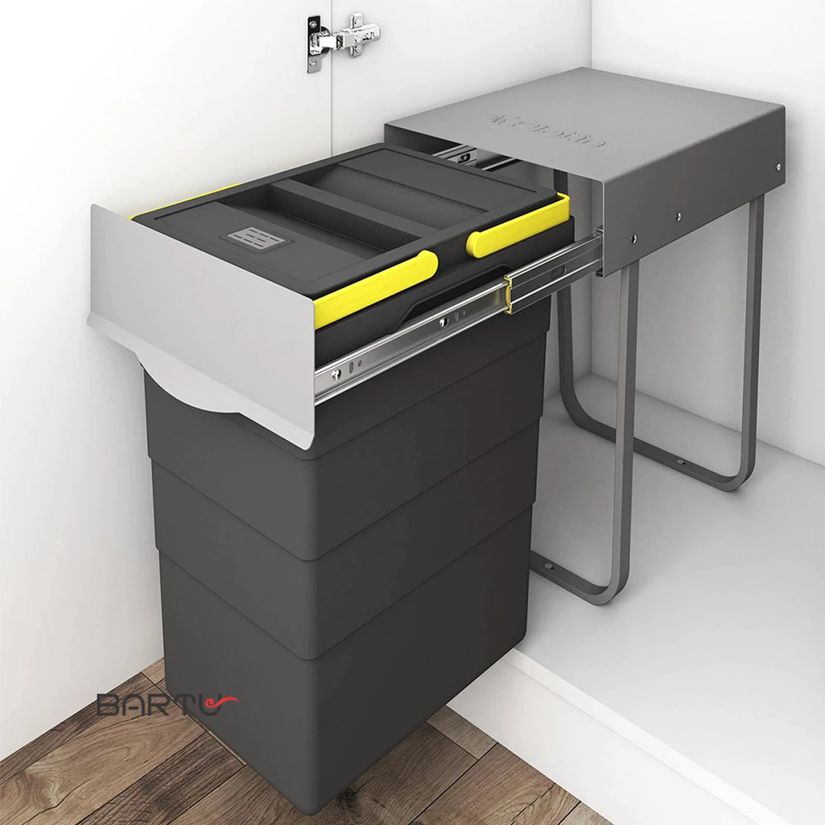 سطل زباله ریلی کابینتی تک مخزنه 40 لیتری پلاتین کد 3613