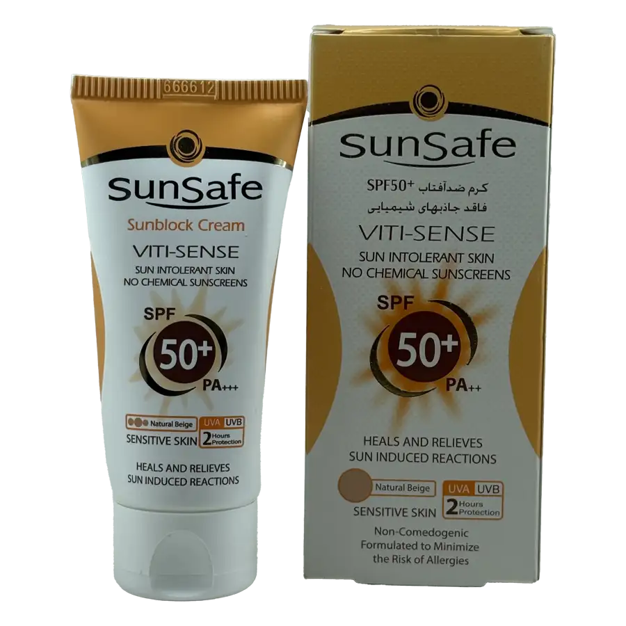 ضد آفتاب سان سیف SPF50 بژ طبیعی مناسب پوست حساس 50 میل