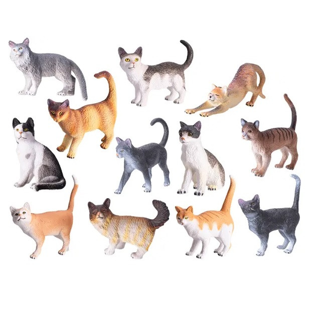 فیگور مدل گربه طرح PET کد CA952 ارتفاع 8 سانتیمتر مجموعه 12 عددیجدید
