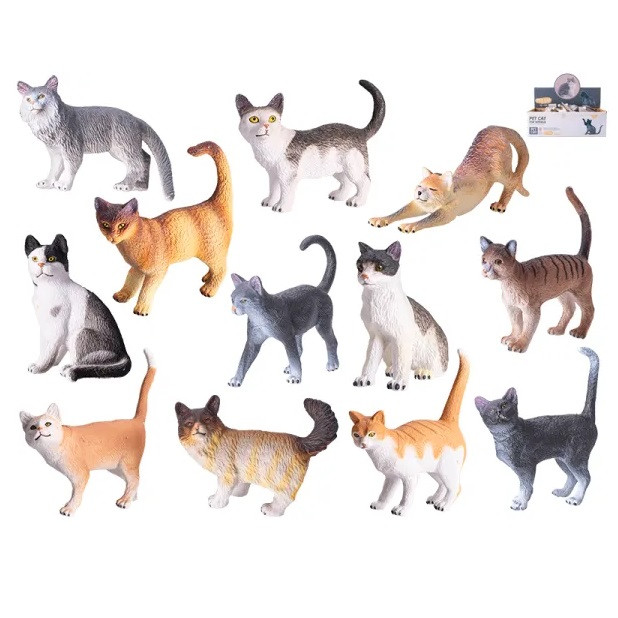 فیگور مدل گربه طرح PET کد CA952 ارتفاع 8 سانتیمتر مجموعه 12 عددیجدید
