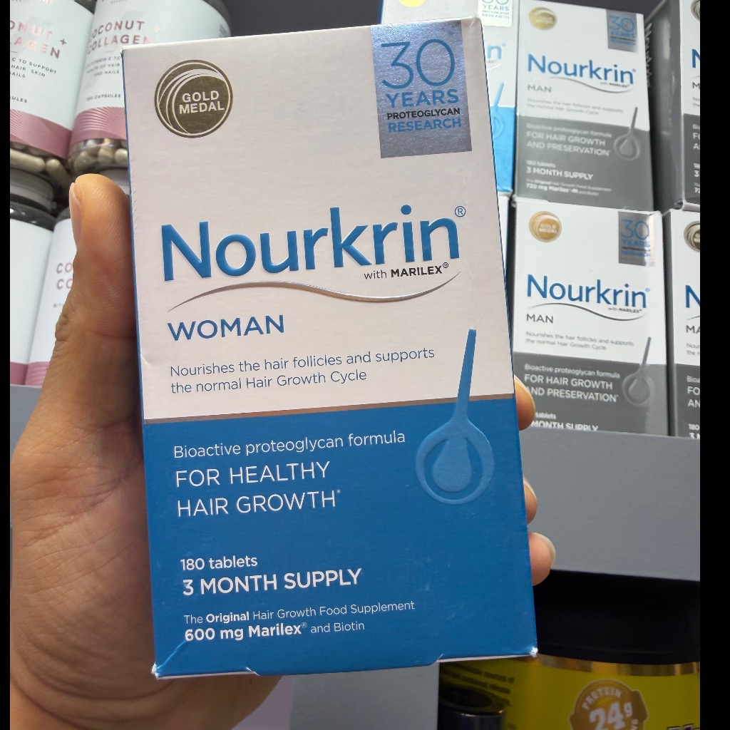 قرص ضد ریزش و تقویت رشد مو بانوان نورکرین 180 عددی (دوره 3 ماهه) Nourkrin Woman Hair Growth Support 180 Tabletsجدید