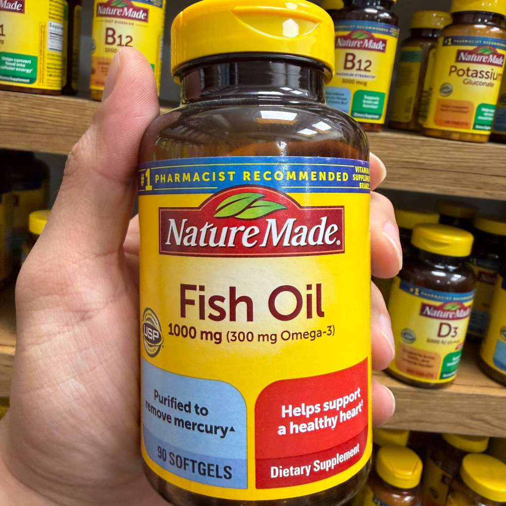 سافت ژل امگا 3 و روغن ماهی 1000 میلیگرم نیچرمید 90 عددی Nature Made Fish Oil 1000mg (300mg Omega-3) 90 Softgelsجدید