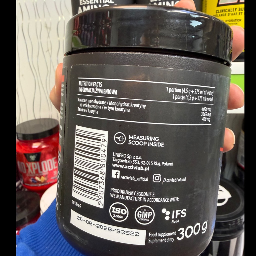 پودر کراتین مونوهیدرات تقویتشده با تائورین اکتیولب 300 گرم ActivLab Creatine Powder Super 300gجدید