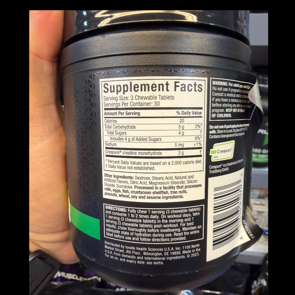 قرص جویدنی کراتین مونوهیدرات ماسل تک طعم لیمویی 90 عددی MuscleTech Creatine Chews 90 Chewable Tabletsجدید