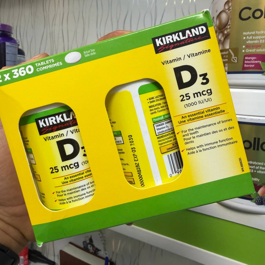 قرص ویتامین D3 (1000 واحد) کرکلند سیگنچر پک دوقلو 720 عددی (2×360) Kirkland Signature Vitamin D3 1000 IU 720 Tabletsجدید