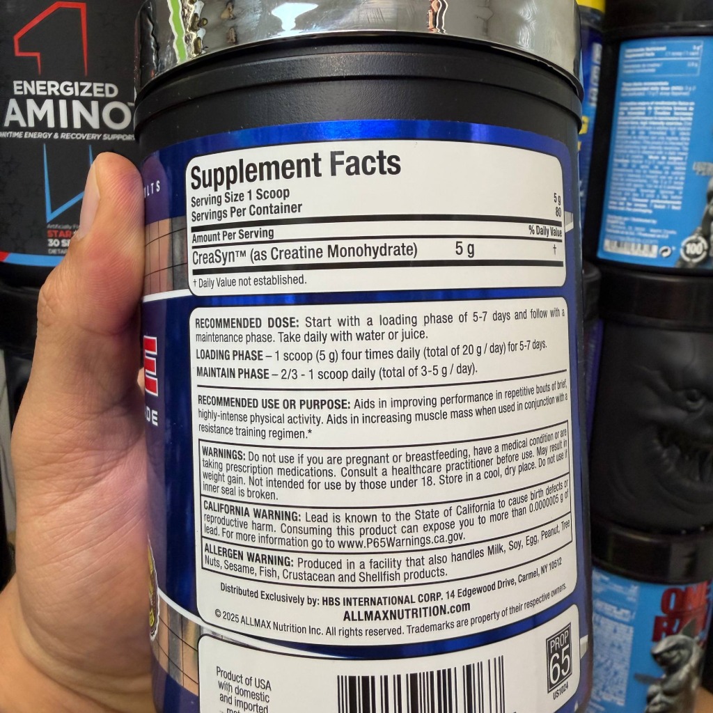 پودر کراتین مونوهیدرات میکرونایز اسنشالز آلمکس 400 گرم (80 سروینگ) ALLMAX Essentials Creatine 400gجدید