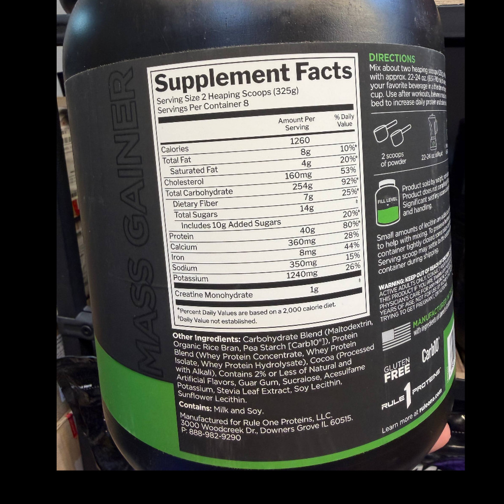 پودر مس گینر افزایش وزن رول وان 2.60 کیلوگرم Rule One R1 Mass Gainer 2600gجدید
